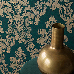 Galerie Wallcoverings Product Code 200252R - Venise Wallpaper Collection - Dark Green Colours - Damask Design