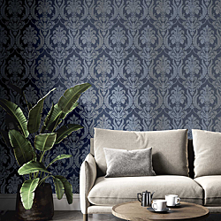 Galerie Wallcoverings Product Code 28809_2 - Italian Style Wallpaper Collection - Blue Colours - DAMASCO THEMA Design