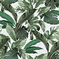 Galerie Wallcoverings Product Code: 34194 - Loft 2 Wallpaper Collection Galerie Wallcoverings Product Code 34194 - Loft 2 Wallpaper Collection - Green, White Colours - Tropical Brick Wall Panel Design
