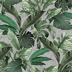 Galerie Wallcoverings Product Code 34197 - Loft 2 Wallpaper Collection - Green, Grey Colours - Tropical Wall Panel Design