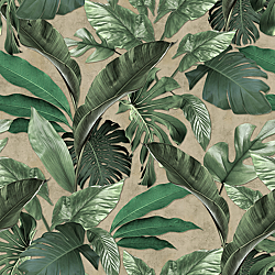 Galerie Wallcoverings Product Code 34198 - Loft 2 Wallpaper Collection - Green, Beige Colours - Tropical Wall Panel Design