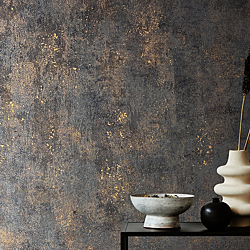 Galerie Wallcoverings Product Code 34270_2 - The New Textures Wallpaper Collection - Black  Copper Colours - Plain Design