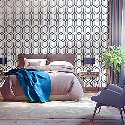 Galerie Wallcoverings Product Code 3736R - Tendenza Wallpaper Collection - Blue Colours - Hexagon Trellis Design