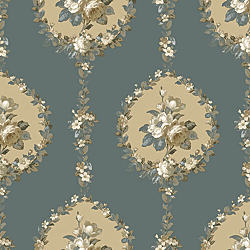 Galerie Wallcoverings Product Code 3903 - Italian Damasks 3 Wallpaper Collection - Blue Cream Colours - Traditional Floral Design