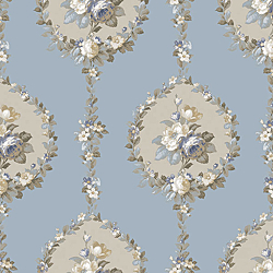 Galerie Wallcoverings Product Code: 3906 - Italian Damasks 3 Wallpaper Collection Galerie Wallcoverings Product Code 3906 - Italian Damasks 3 Wallpaper Collection - Blue Cream Beige Colours - Traditional Floral Design