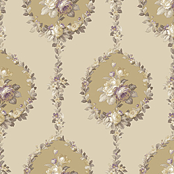 Galerie Wallcoverings Product Code 3907 - Italian Damasks 3 Wallpaper Collection - Purple Beige Gold Colours - Traditional Floral Design