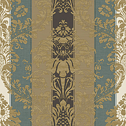 Galerie Wallcoverings Product Code: 3913 - Italian Damasks 3 Wallpaper Collection Galerie Wallcoverings Product Code 3913 - Italian Damasks 3 Wallpaper Collection - Blue Brown Black Gold Colours - Damask Stripe Design