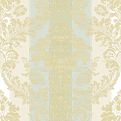 Galerie Wallcoverings Product Code: 3915 - Italian Damasks 3 Wallpaper Collection Galerie Wallcoverings Product Code 3915 - Italian Damasks 3 Wallpaper Collection - Blue Cream Gold Colours - Damask Stripe Design