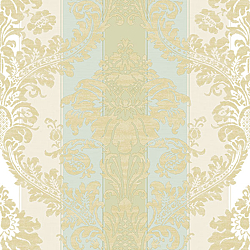 Galerie Wallcoverings Product Code 3915 - Italian Damasks 3 Wallpaper Collection - Blue Cream Gold Colours - Damask Stripe Design