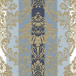 Galerie Wallcoverings Product Code: 3916 - Italian Damasks 3 Wallpaper Collection Galerie Wallcoverings Product Code 3916 - Italian Damasks 3 Wallpaper Collection - Blue Navy Cream Gold Colours - Damask Stripe Design