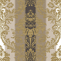 Galerie Wallcoverings Product Code 3919 - Italian Damasks 3 Wallpaper Collection - Black Beige Gold Colours - Damask Stripe Design