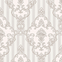 Galerie Wallcoverings Product Code 4600 - Italian Glamour Wallpaper Collection - Neutral Colours - Damask over Stripe Design