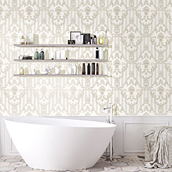 Galerie Wallcoverings Product Code 4600R - Italian Glamour Wallpaper Collection - Neutral Colours - Damask over Stripe Design