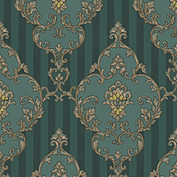 Galerie Wallcoverings Product Code: 4605 - Italian Glamour Wallpaper Collection Galerie Wallcoverings Product Code 4605 - Italian Glamour Wallpaper Collection - Green Colours - Damask over Stripe Design