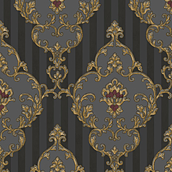 Galerie Wallcoverings Product Code: 4609 - Italian Glamour Wallpaper Collection Galerie Wallcoverings Product Code 4609 - Italian Glamour Wallpaper Collection - Gold Black Colours - Damask over Stripe Design
