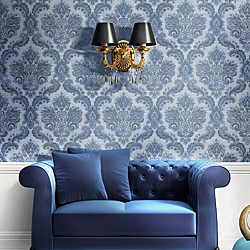 Galerie Wallcoverings Product Code 4617R - Italian Glamour Wallpaper Collection - Blue Colours - Italian Damask Design