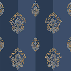 Galerie Wallcoverings Product Code 4627 - Italian Glamour Wallpaper Collection - Blue Colours - Damask Stripe Design