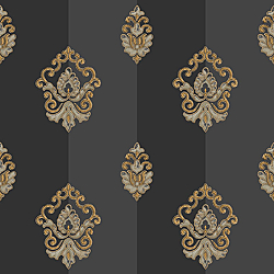 Galerie Wallcoverings Product Code 4629 - Italian Glamour Wallpaper Collection - Black Colours - Damask Stripe Design