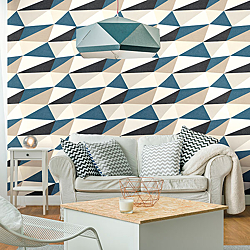 Galerie Wallcoverings Product Code 51183601R - Skandinavia 2 Wallpaper Collection - Blue Black Beige Cream Colours - Blue Triangle Geometric Design