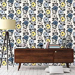 Galerie Wallcoverings Product Code 51183702R - Skandinavia 2 Wallpaper Collection - Blue Yellow Grey Colours - Blue Yellow Skandi Floral Bloom Design