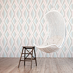 Galerie Wallcoverings Product Code 51183803R - Skandinavia 2 Wallpaper Collection - Pastel Pink Blue Grey Colours - Pastel Shades Big Ikat Stripe Design