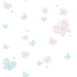 Galerie Wallcoverings Product Code: 5459 - Little Explorers Wallpaper Collection Galerie Wallcoverings Product Code 5459 - Little Explorers Wallpaper Collection - Pink Blue White Colours - Pink and Blue Butterflies Design