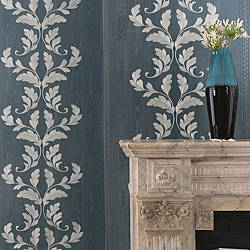 Galerie Wallcoverings Product Code 58255R - Classique Wallpaper Collection - Blue Gold Colours - Acanthus Leaf Trail Design