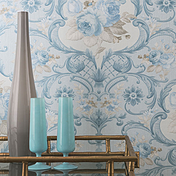 Galerie Wallcoverings Product Code 58267R - Classique Wallpaper Collection - Blue Grey Colours - Rose Damask Design