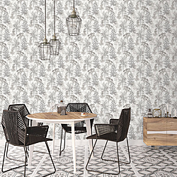 Galerie Wallcoverings Product Code 7311R - Evergreen Wallpaper Collection - Grey Mica Colours - Trees Design