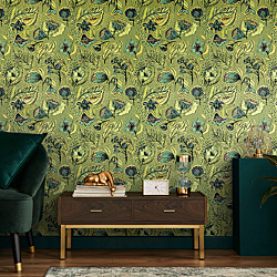 Galerie Wallcoverings Product Code: 81330_2 - Pepper Wallpaper Collection Galerie Wallcoverings Product Code 81330_2 - Pepper Wallpaper Collection - Green Pepper Colours - Bring the beauty of the natural world into your home with Galerie's Wild Garden wallpaper. Abstract interpretations of flowers and foliage encompasses some of our best printing techniques of opulent black flock. Nylon fibres are sprinkled on the surface of the matte luxury wallpaper creating a soft velvet texture; its feather-like leaves are enhanced by the co-ordinating flock overlay. Perfect if you're after a decadent and highly unique addition to your interior scheme. All wallpapers from this collection come from sustainable production and are a 100% free of any PVC, solvents and softeners. Design