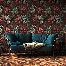 Galerie Wallcoverings Product Code: BW51000R - Blooming Wild Wallpaper Collection Galerie Wallcoverings Product Code BW51000R - Blooming Wild Wallpaper Collection - Green Red Colours - Antique Floral Motif Design