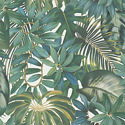 Galerie Wallcoverings Product Code BW51023 - Blooming Wild Wallpaper Collection - Blue Green Cream Colours - Tropical Leaf Motif Design