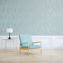 Galerie Wallcoverings Product Code G67735R - Special Fx Wallpaper Collection - Blue Silver Colours - Glitter Ribbons Design