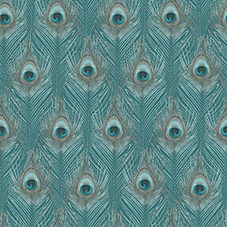 Galerie Wallcoverings Product Code G67978 - Organic Textures Wallpaper Collection - Turquoise Colours - Peacock Feather Design