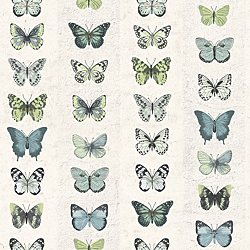 Galerie Wallcoverings Product Code: G67994 - Organic Textures Wallpaper Collection Galerie Wallcoverings Product Code G67994 - Organic Textures Wallpaper Collection - Blue Beige Green Colours - Jewel Butterflies Stripe Design
