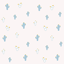 Galerie Wallcoverings Product Code ND21113 - Little Explorers Wallpaper Collection - Blue Light Grey Colours - Blue Cactus Design