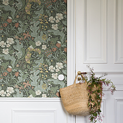 Galerie Wallcoverings Product Code S83103_2 - Hjarterum Wallpaper Collection - Green Colours - Swedish Flowers and Leaves Design