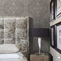 Galerie Wallcoverings Product Code SE20513R - Essentials Wallpaper Collection - Black Cream Gold Colours - Mehndi Damask Design